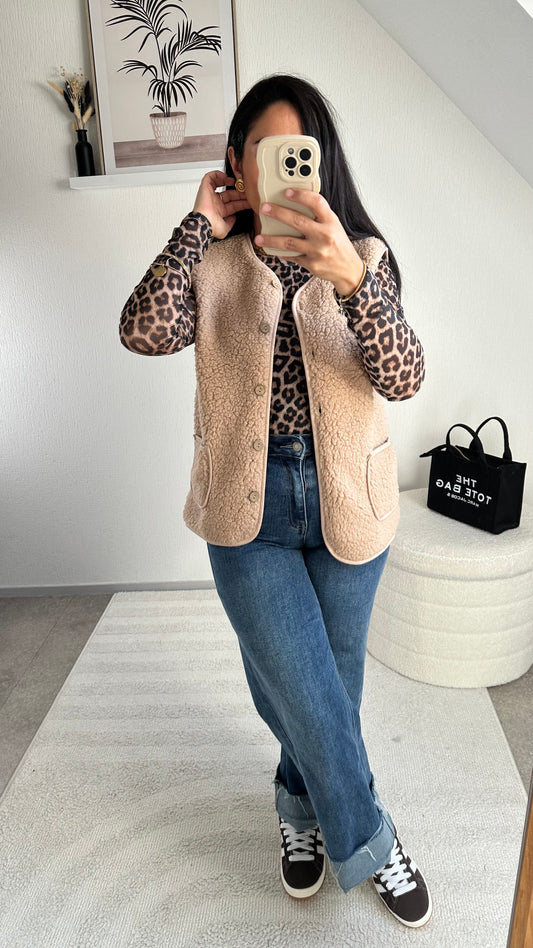 GILET TEDDY BEIGE