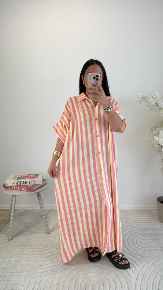 ROBE AMEL JAUNE & ROSE
