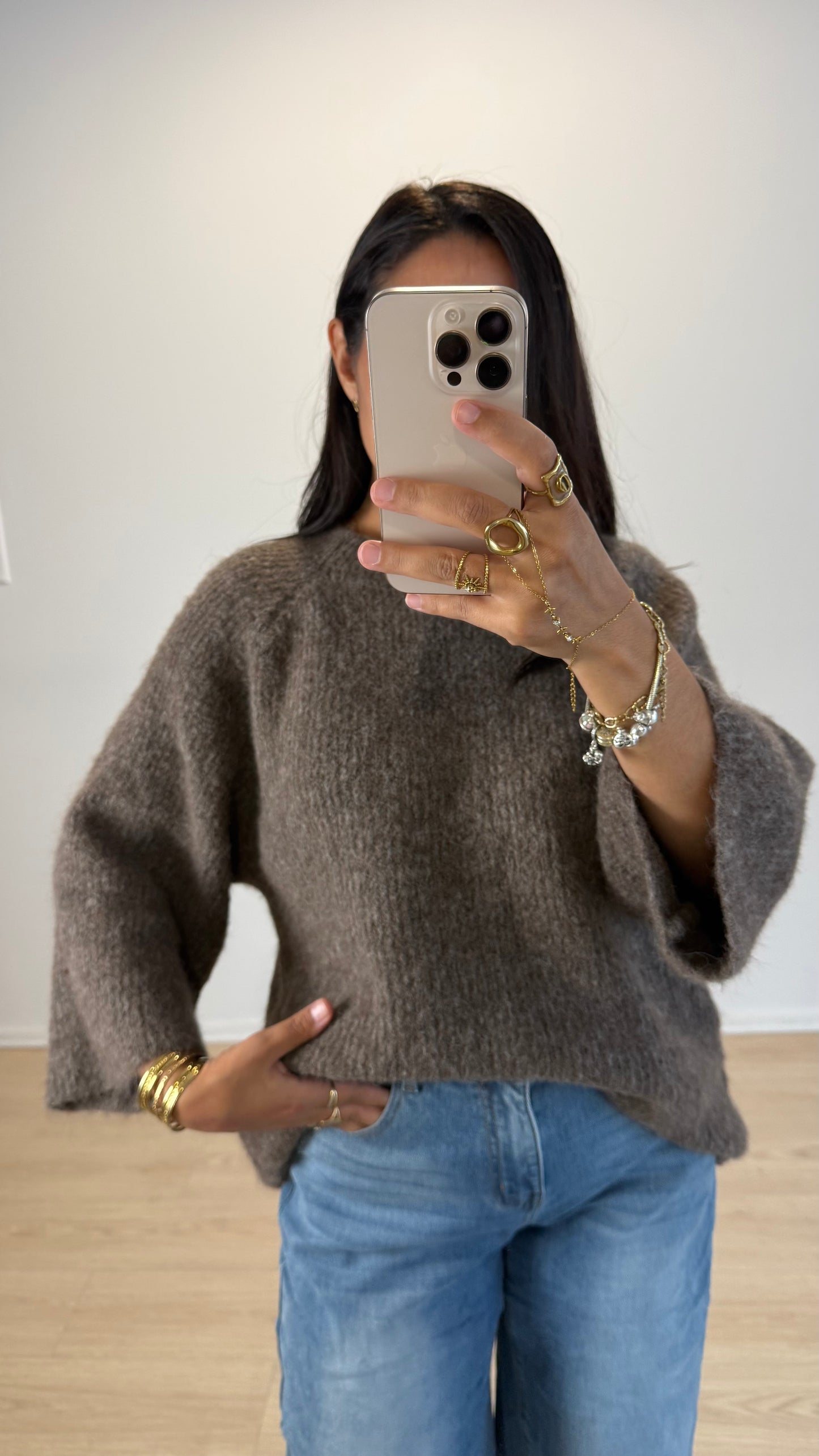 PULL MANELLE NOISETTE
