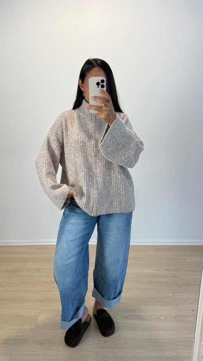 GILET PULL ALPAGA TAUPE