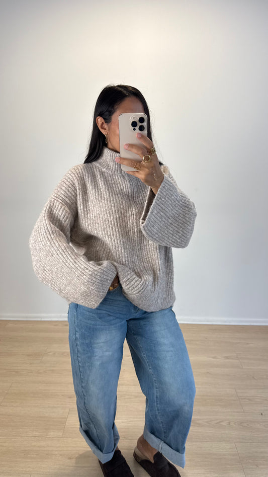 GILET PULL ALPAGA TAUPE