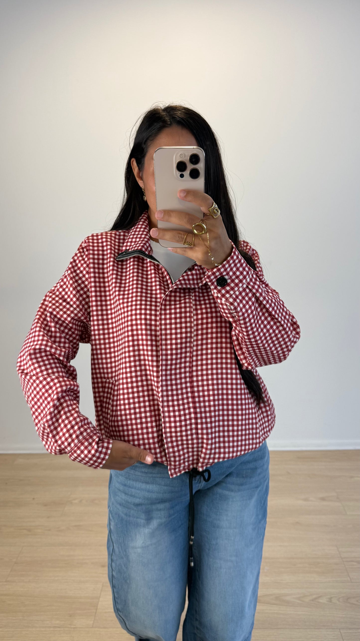 VESTE VICHY BORDEAUX