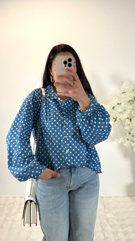 CHEMISE À POIS BLEU