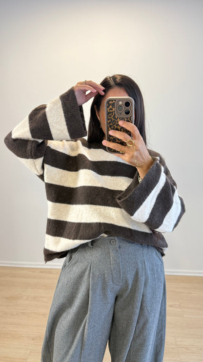PULL MAYLIS CHOCO&BLANC