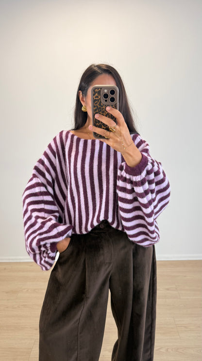 PULL IRIS BORDEAUX&LILAS