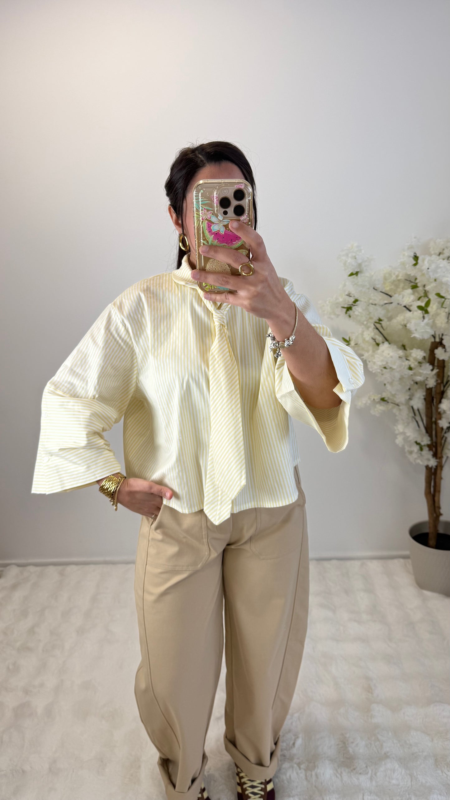 CHEMISE CRAVATE JAUNE