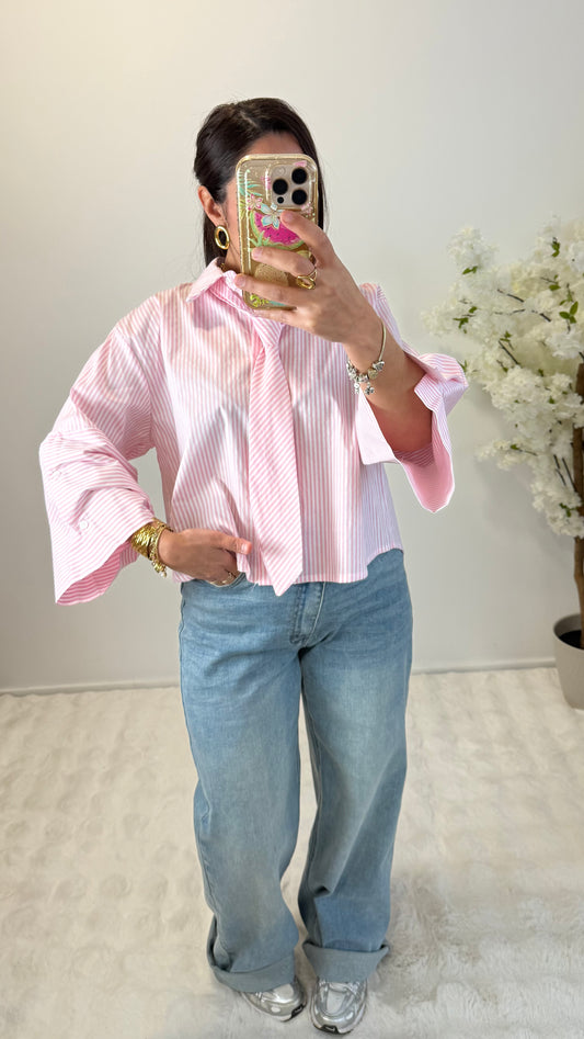 CHEMISE CRAVATE ROSE