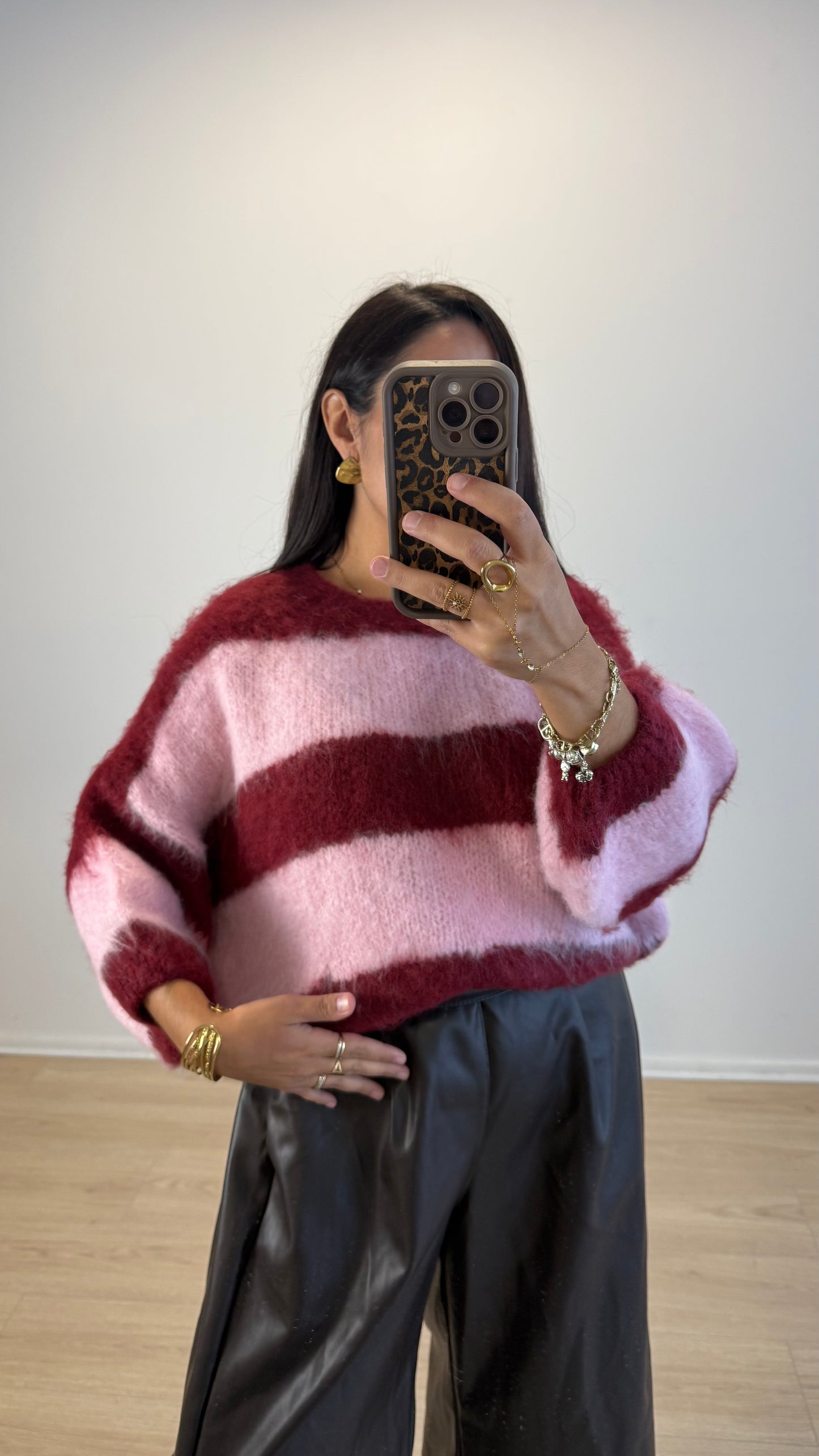 PULL MALLOW ROSE&BORDEAUX