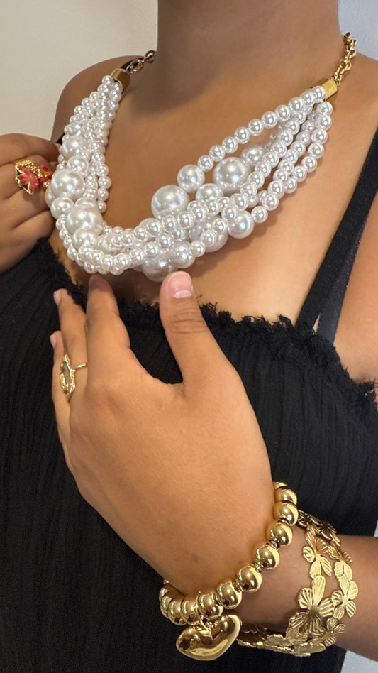 Collier Homme En Perle Ronde Blanche Véritable 50cm Collier Homme En Perle Ronde Blanche Véritable 50cm