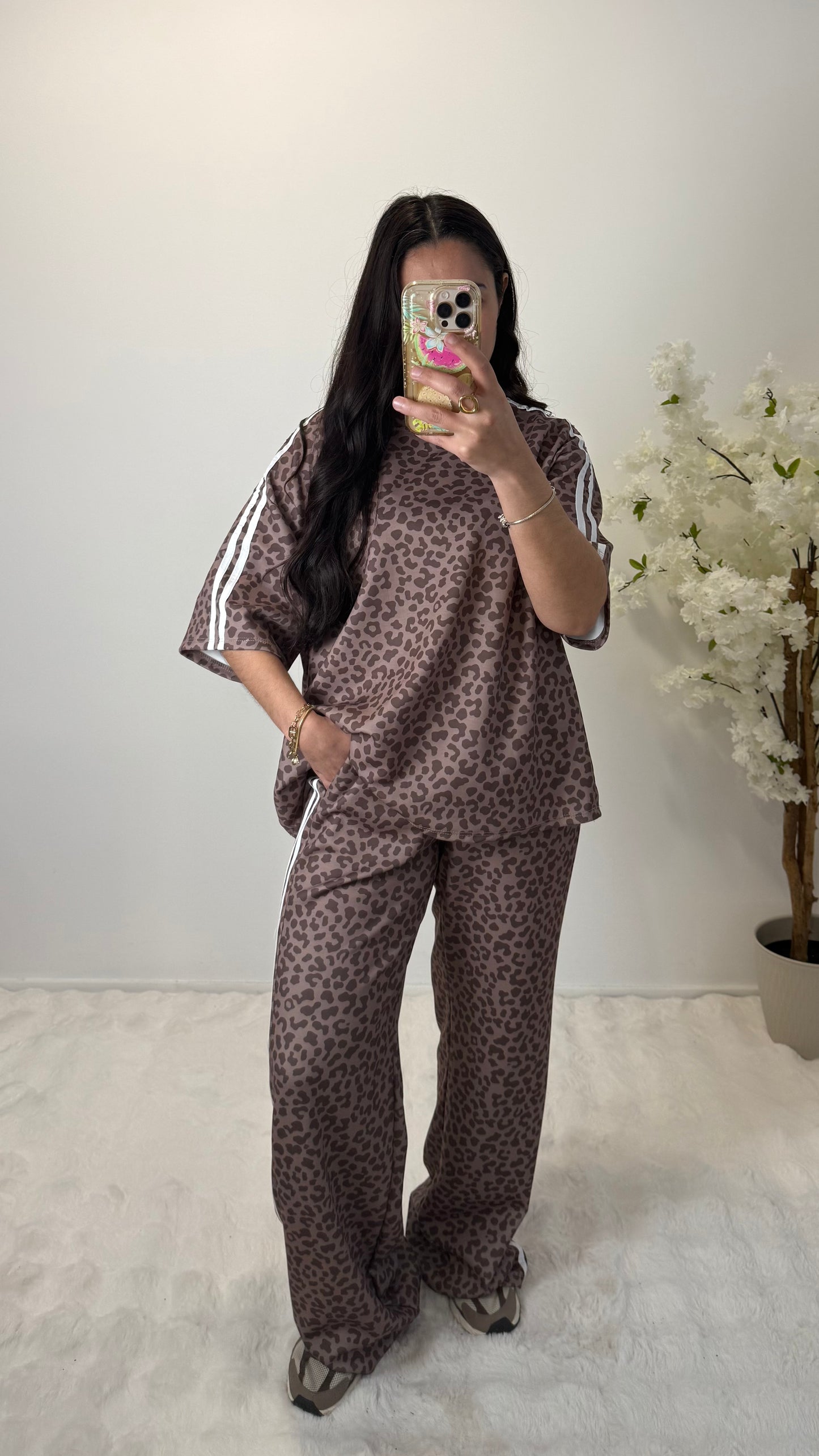 ENSEMBLE JOGGING LÉOPARD MARRON