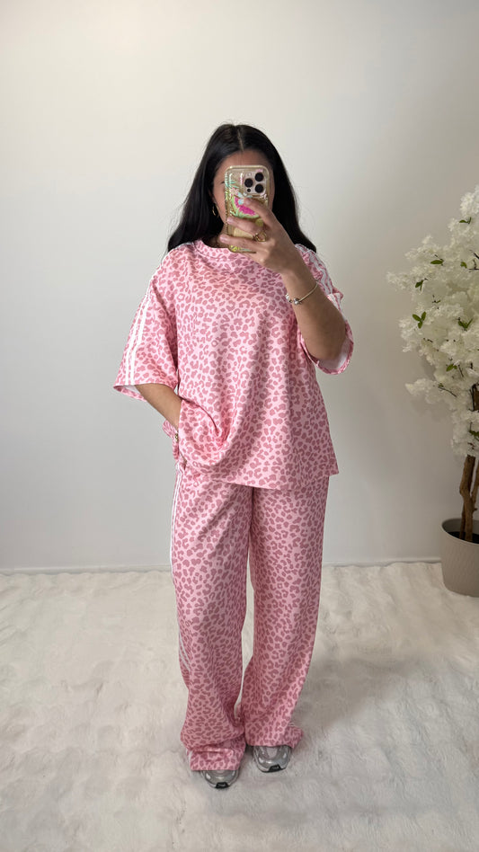 ENSEMBLE JOGGING LÉOPARD ROSE