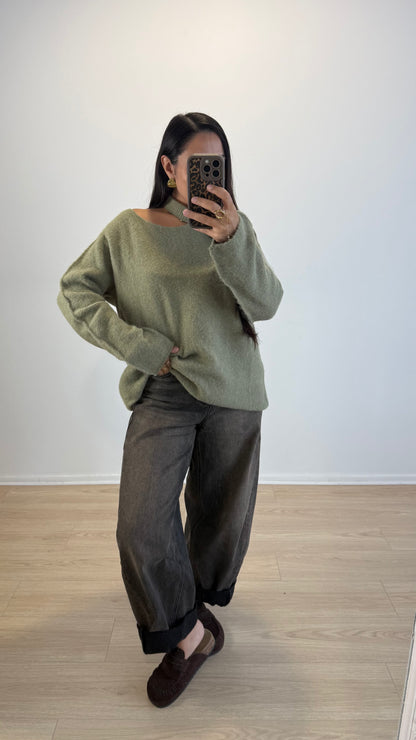 PULL AMANDA LONG VERT OLIVE