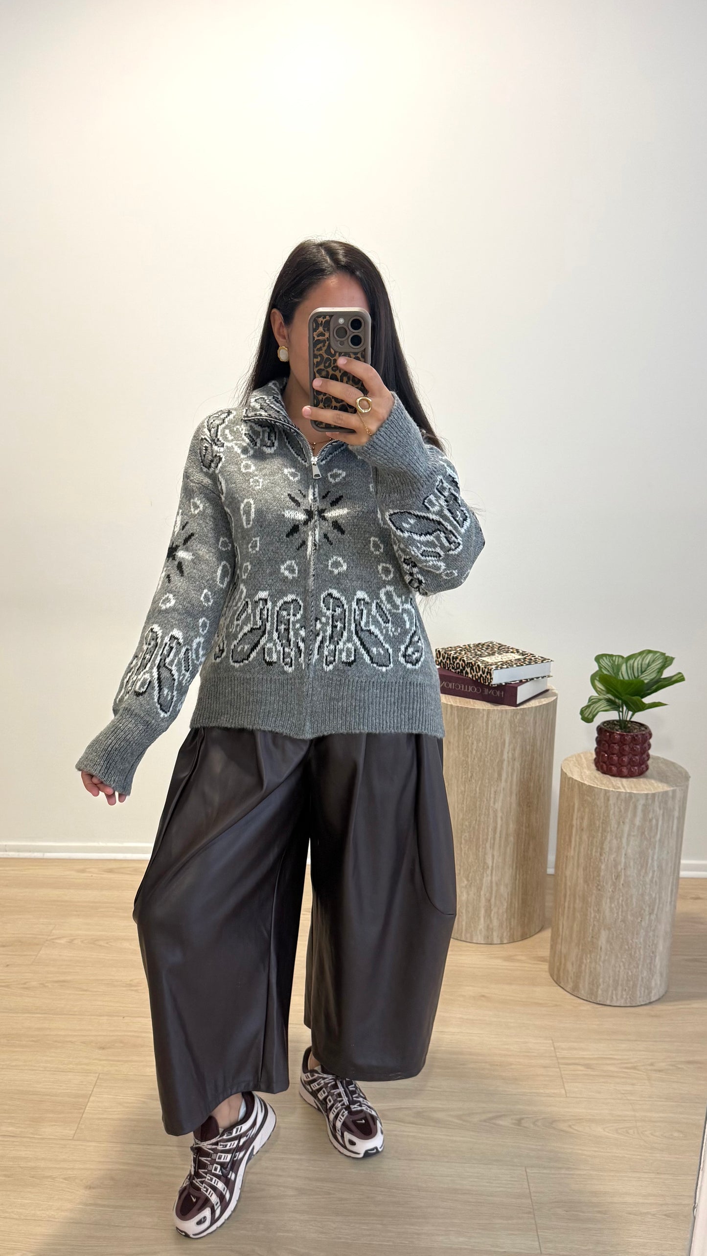 GILET ZIP BANDANA GRIS