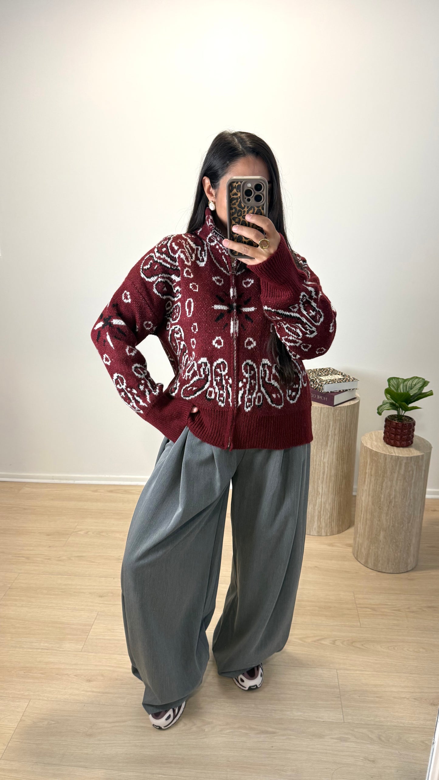 GILET ZIP BANDANA BORDEAUX