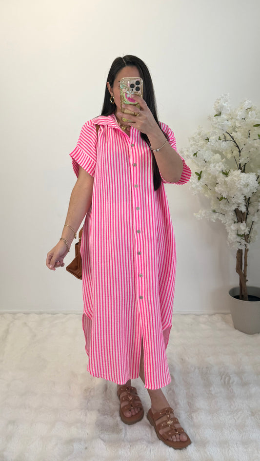 ROBE CHEMISE MARINA FUSHIA