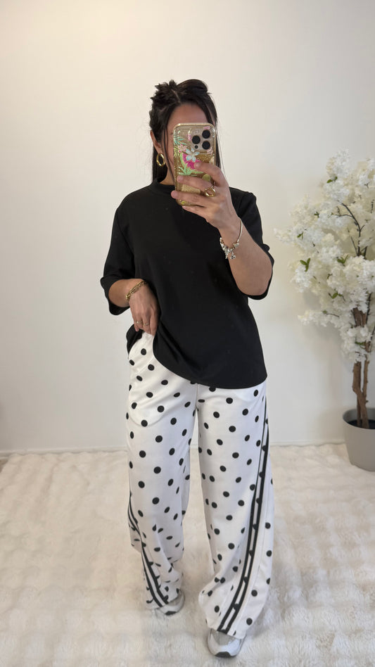 BAS DE JOGGING POIS BLANC