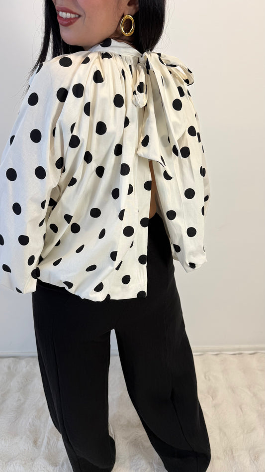BLOUSE POIS MIA BLANC