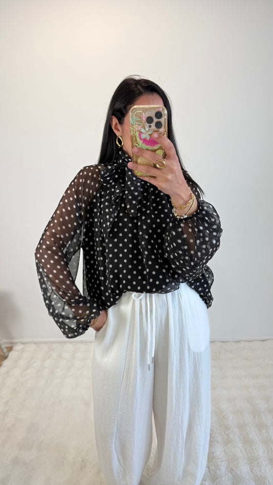 BLOUSE LÉNA À POIS BLACK