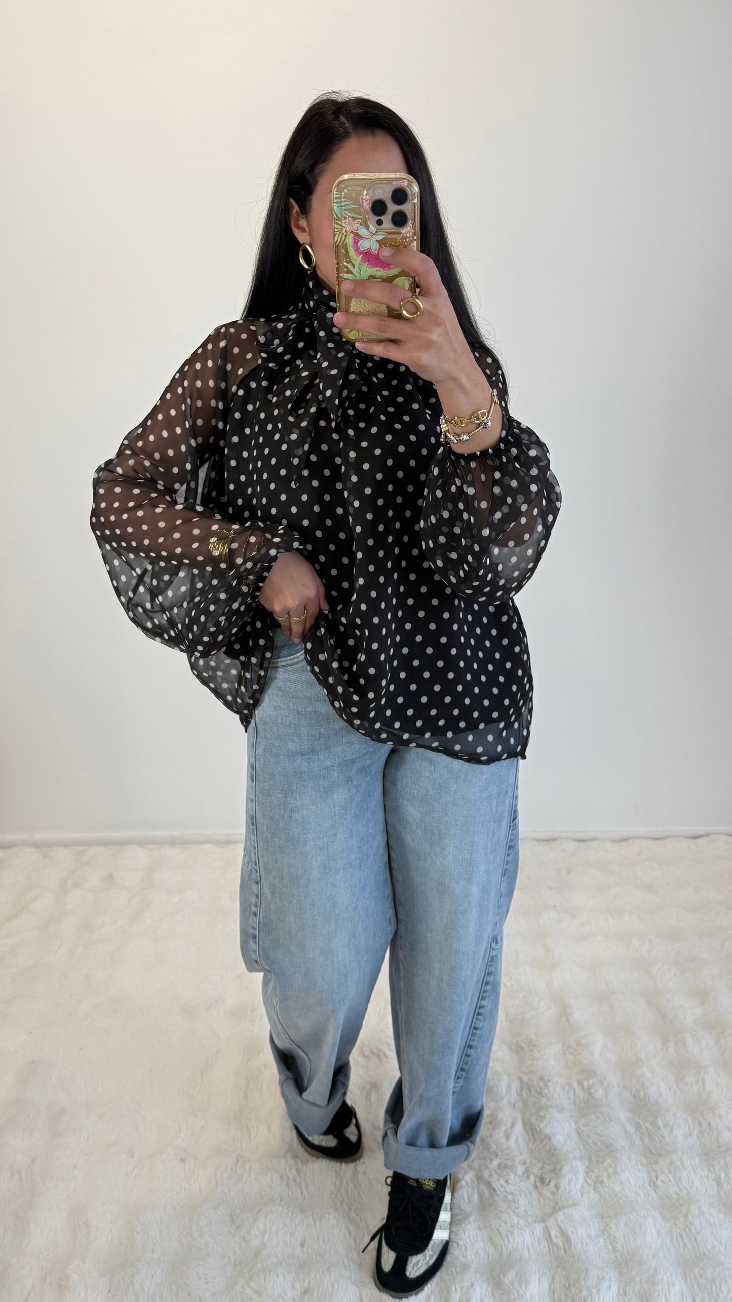 BLOUSE LÉNA À POIS BLACK
