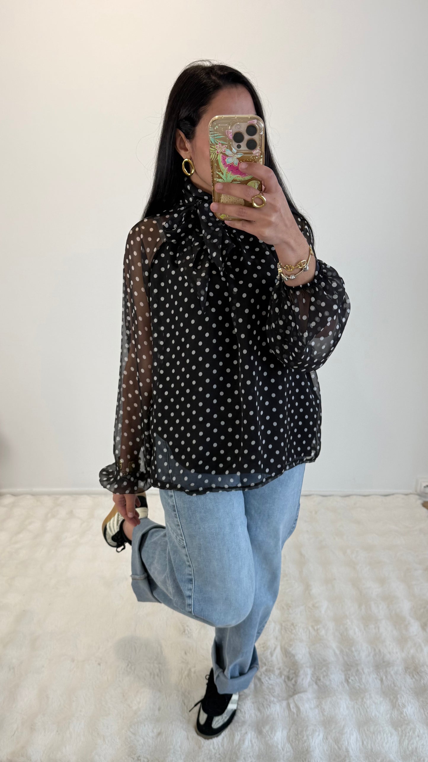 BLOUSE LÉNA À POIS BLACK